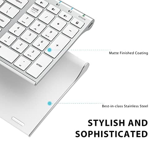 iClever BK10 Bluetooth Keyboard, Universal Bluetooth 5.1 Wireless Keyboard with Number Pad, Ergonomic Design, Multi-Device Compatibility, Stable Connection for Mac, iPad, iPhone, Android, Windows — view 3