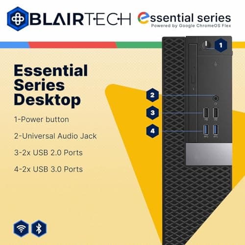 Blair Tech Desktop Computer PC – Essential Series – Intel Core i5, 8GB RAM, 128GB SSD, WiFi 6, Bluetooth, HDMI & DisplayPort – Powered by Google ChromeOS Flex Operating System (Renewed) — view 4