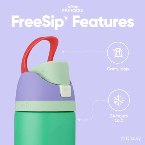Owala Disney Princess FreeSip Insulated Stainless Steel Water Bottle with Straw for Sports and Travel, BPA-Free Sports Water Bottle, 24 oz, Ariel — view 2