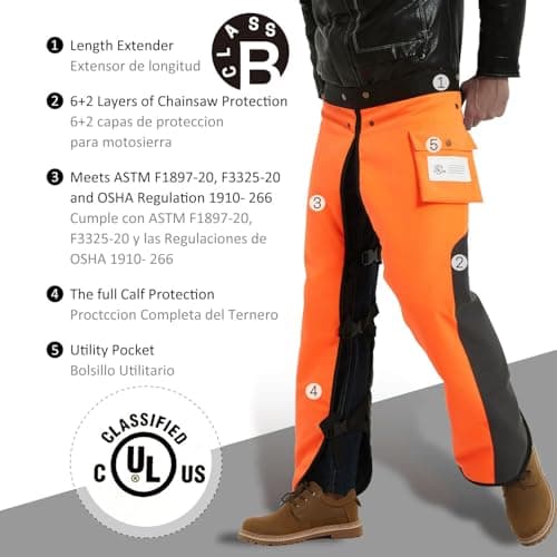ZELARMAN Chainsaw Chaps Apron 8-Layer Wrap for Men/Women Loggers Forest Workers Protective Chain Saw Pants Adjustable