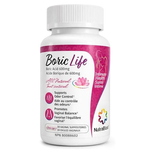 NutraBlast Boric Acid Vaginal Suppositories - 100% Pure Made in USA - Boric Life Intimate Health Support (30 Count)