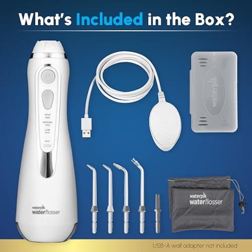 Waterpik Cordless Advanced 2.0 Water Flosser for Teeth, Gums, Braces, Dental Care with Travel Bag & 4 Tips, CDA Validated, Waterproof Rechargeable Handheld, White (1 Count) Gift for Men Women Mom Dad — view 3