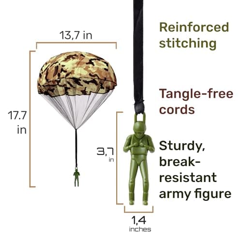 NUTTY TOYS Army Parachute Toys for Kids - Tangle Free Outdoor Flying Parachute Men, Best Small Outside Toys for 4 5 6 7 8 9 10 11 12 Year Old, Top Christmas Stocking Stuffers Idea 2026 Unique Boy Gift — view 2
