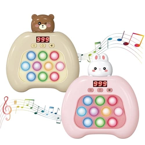 Electronic Pop It Game with LED Screen - 2-Player Online Bubble Pop Fidget Toy, Brain Training STEM Game for Kids 3-12, Anti-Anxiety Sensory Toy, Educational Birthday Gift for Boys Girls（（Brown）