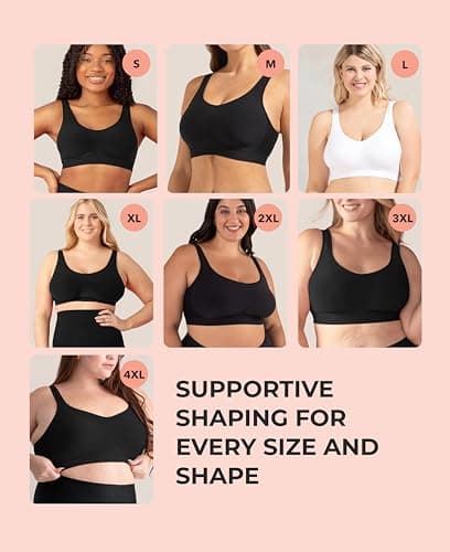 SHAPERMINT Wireless Bras for Women - Full Support Seamless Bralette, Compression Sports Bra, Plus Size Minimizer Bras, Padded Wirefree Bra for Women Nude — view 3