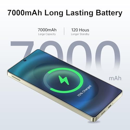 zrchjm I25 Ultra 5G Unlocked Smartphone,16GB+512GB 7000mAh Fully Cell Phone for Android 14, 6.99" HD Screen Unlocked Cell Phone, 68MP+108MP Dual Camera/Dual SIM/Fingerprint (Wine Red) — view 3