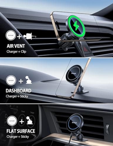 Lamicall 15W for Magsafe Car Mount Charger - Wireless Vent & Dashboard Magnetic Phone Holder Charger Mount, for iPhone 17, 17 Pro, 17 Pro Max, iPhone 16 15 14 for MagSafe Accessories, Car Accessories — view 2