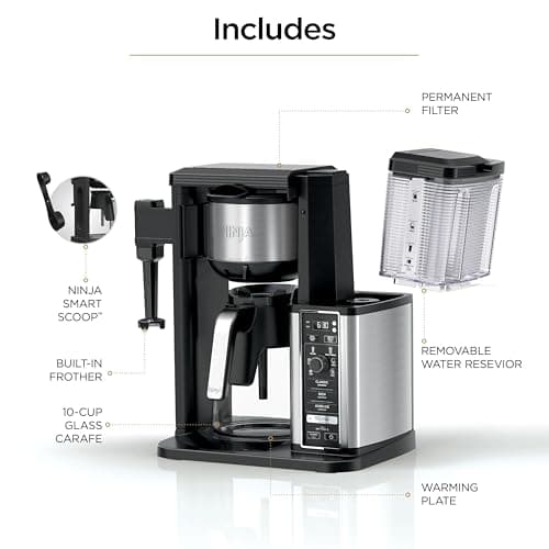 Ninja Specialty Coffee Maker | Includes 10-Cup Carafe, Fold-Away Frother, Permanent Filter & Removable, Dishwasher Safe Reservoir | 6 Brew Styles, 8 Cup to Travel Mug to Pot Sizes | Black | CM401 — view 9