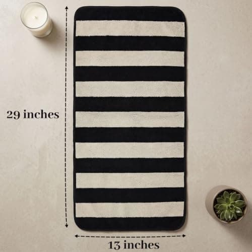 2-Piece Hand Towels for Bathroom Kitchen Decor - Black & Cream Stripe — view 3