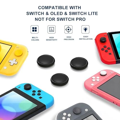 Ferkurn Joystick Replacement Cap Thumb Grip for Switch OLED Joycon & Switch Lite, Joycon Grip Button Stick Cover 3D Analog Cap Skin Replacement Part Repair Kit Accessories, 6PCS — view 2