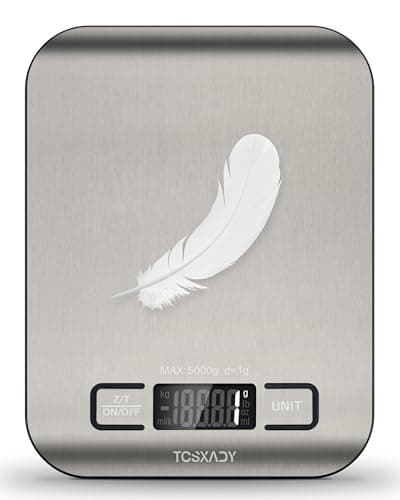 Tcsxady Food Scale, 11lb Digital Kitchen Scale with 6 Units LCD Display and Tare Function,Compact Design for Baking,Healthy Cooking,Meal Prep, 304 Stainless Steel