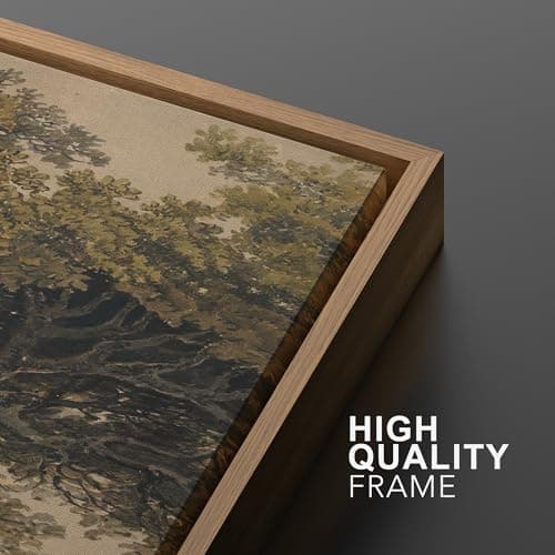 MUDECOR Framed Wall Art Print Set Vintage Landscape Rustic Tree and Mountain View Illustrations Decorative Colorful for Living Room, Bedroom, Office - 24"x36"x3 Natural — view 4