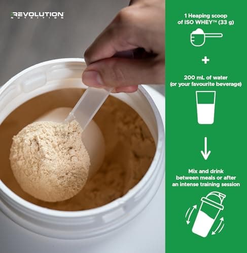 Revolution Nutrition, Iso Whey, Protein Powder, 100% Isolate, Premium Formula, Gluten Free, Low Carb, Promoting Lean Muscle Growth in Men & Women, 28g Of Protein Per Scoop, 908g, 27 Servings (Chocolate Cake, 2 Pound) — view 5