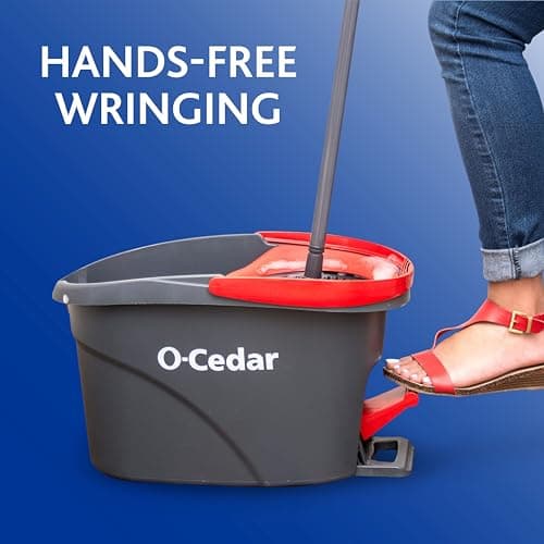 O-Cedar EasyWring Microfiber Spin Mop & Bucket Floor Cleaning System + 2 Extra Refills, Red/Gray — view 2