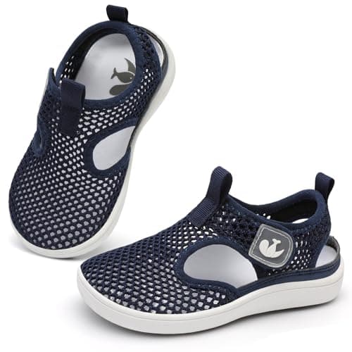 JOINFREE Kids Water Shoes for Toddler Boys Girls Quick Dry Breathable Mesh Pool Beach Shoes with Non Slip Sole Navy 7 Toddler