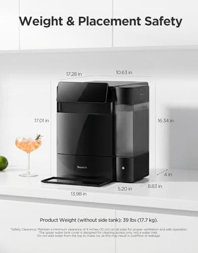 GoveeLife Smart Nugget Ice Maker Pro, 60lbs Daily, 6-Minute First Ice, 40dB Ultra-Quiet with AI NoiseGuard, App & Voice Control, Self-Clean, 3.5lbs Basket & Dual Water Tanks, for Home Kitchen, Party — view 6