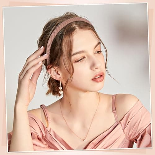 obeoby 6 Pack Trendy Headbands for Thicker Hair, Non Slip 0.6 inch Thin Knitted Hairbands Assorted Colors for Girls Summer Dress Outfit(Brown Series) — view 2