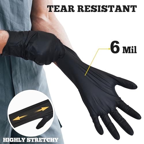 TitanFlex Disposable Nitrile Exam Gloves - 6-mil, Black, Small 100-ct Box, Heavy Duty, Latex Free, Food Safe for Cooking & Food Prep