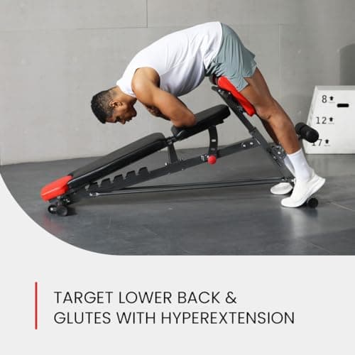 Finer Form Multi-Functional FID Weight Bench for Full All-in-One Body Workout – Hyper Back Extension, Roman Chair, Adjustable Ab Sit up Bench, Incline Decline Bench, Flat Bench — view 5