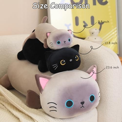 SQEQE Weighted Black Cat Stuffed Animals, Weighted Black Cat Plush, Cute Plushies Toy Gift for Kids Adults(9.8 Inch, 0.8 Lbs) — view 3
