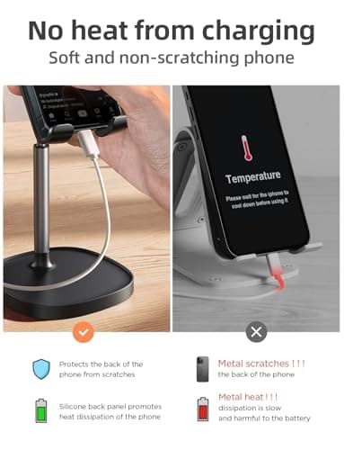 LISEN Cell Phone Stand Phone Holder for Desk Office Decor, Office Desk Accessories Women PC Gaming Essentials iPhone Stand Gadgets Men Gift for Father Fit OtterBox Case Switch iPad Air Tablet 4-10 in — view 3