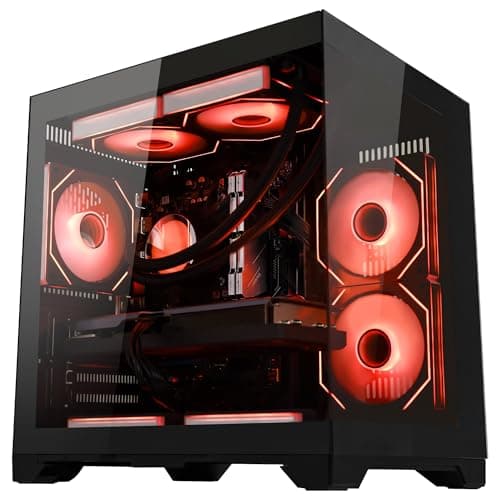 HELLOLAND Gaming PC | AMD Ryzen 7 7800X3D & RTX 5060 8GB | 32GB DDR5 6000MHz RAM | 2TB SSD | PSU 650W | WiFi & BT | 240mm Liquid Cooler & ARGB Fans with Software| Windows 11 | Black Desktop Computer — view 7