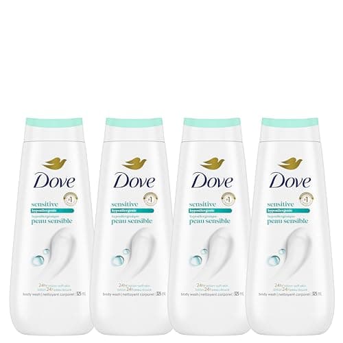 Dove Sensitive Skin Body Wash For 24hr Lotion-Soft Skin, Hypoallergenic with No Sulfates No Parabens, 325mL (Pack of 4)