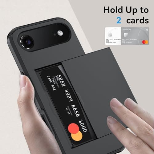 Qinmay Compatible with iPhone 17 Air Case Wallet,Built-in Card Holder, Heavy Duty Protective Dual Layer Shockproof Hidden Card Slot Slim Wallet Phone Cover for iPhone 17 Air，Black — view 2