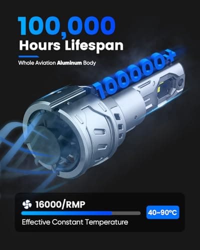 NOVSIGHT H4 LED Headlight Bulbs,800% 26000LM Super Bright 6500K Cool White H4/9003 LED Headlight,Plug and Play with Fan,DRL,IP68 Waterproof 1:1 Mini Size Plug and Play Halogen Replacement,Pack of 2 — view 4