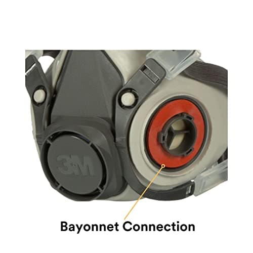 3M Half Facepiece Reusable Respirator 6200, Gases, Vapors, Dust, Paint, Cleaning, Grinding, Sawing, Sanding, Welding, Adjustable Headstraps, Bayonet Connection, Medium — view 4
