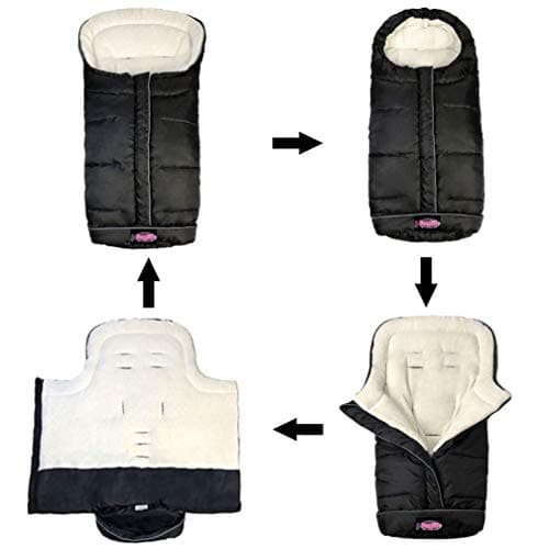 Weather Proof Oudtoor Walking Universal Stroller Bunting Bag with Reflective Strips,Multi-Zippers,Central and Feet Area Opens,Easy for Baby in&Out&Temperature Regulation Footmuff for Stroller,Black