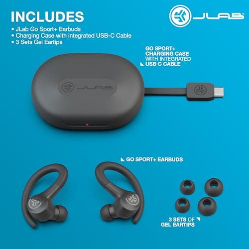 JLab, Go Sport+, True Wireless Workout Earbuds, Bluetooth Sport Earbuds, Clear Calling, Graphite — view 3