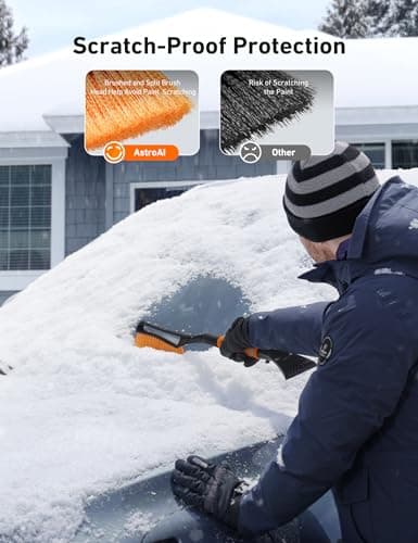 AstroAI 27" Snow Brush and Ice Scrapers for Car Windshield, Detachable Snow Scrapers with Ergonomic Foam Grip for Cars, Trucks, SUVs (Heavy Duty ABS, PVC Brush, Orange) — view 3
