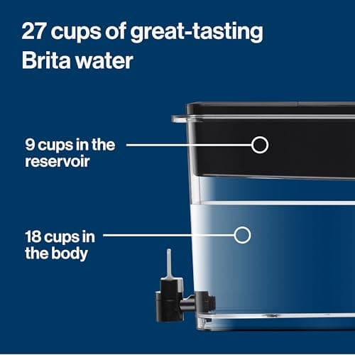 Brita Extra Large 27 Cup Filtered Water Dispenser with 1 Brita Elite Filter, Made Without BPA, UltraMax, Black — view 7