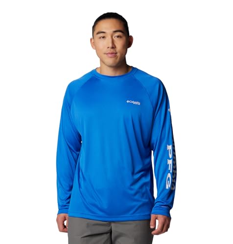 Columbia Men's Terminal Tackle Long Sleeve Shirt, Vivid Blue/Cool Grey Logo, 4X Tall — view 5