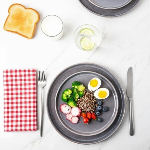 AmorArc Stoneware Dinnerware Sets,Round Reactive Glaze Ceramic Plates and Bowls Sets,Highly Scratch Resistant | Microwave & Dishwasher Safe,Service for 8 Dishes Set (24pc) — view 2