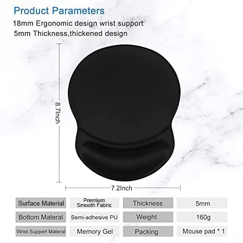 ITNRSIIET Ergonomic Mouse Pad with Gel Wrist Rest Support Gaming Small Wrist Rest Smooth Surface Non-Slip PU Base Comfortable Office Supplies Pain Relief, 8.7 x 7.2 inches, Black — view 4