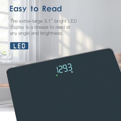 Homebuds Digital Weight Scale, High Precision in 0.1lb by Our Professional Scale Factory Since 2001, Scale Body Weight LED Display and Step-On, 3*AAA Batteries Included, 400lb/182kg, Blue — view 5