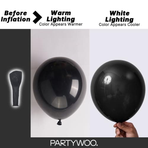 PartyWoo Black Balloons 50 pcs 12 Inch Latex Helium Matte Black Balloons for Baby Shower Birthday Graduation Casino Race Car Anniversary Retirement Pirate Gaming Theme Party Decorations Black-Y18 — view 2