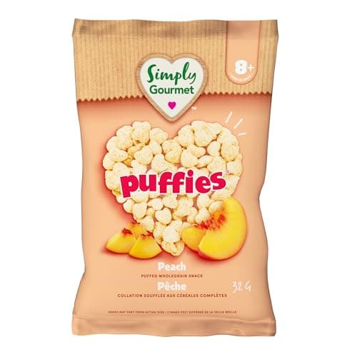 Simply Gourmet Puffies, Peach, 6 x 32g | 8 Months+ | No Cane Sugar, Gluten-Free | Made in Canada — view 3