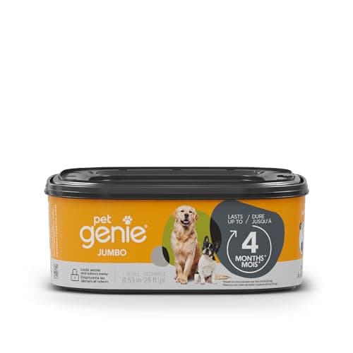 Pet Genie Jumbo Refill Bags - Multi-Layer Continuous film for Waste and Odor - Up to 4 Months of Supply, Only Compatible with Pet Genie Pail