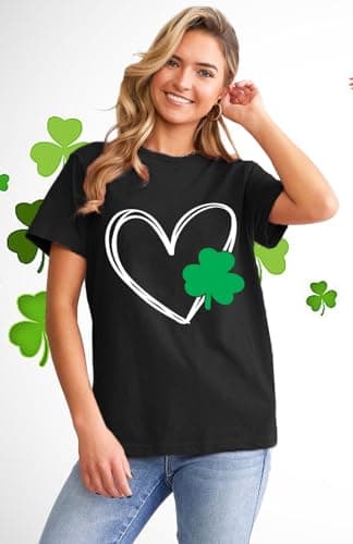Cutesong Womens St Patricks Day Shirt Lucky Shamrock Paddy's Day T-Shirt Love Irish Clover Tee Tops — view 2