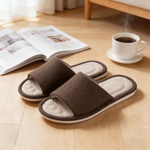Dokela Mens Open Toe House Slippers Breathable Slip-on Indoor Slippers — view 2