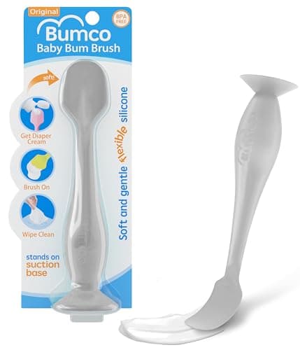 Baby Bum Brush, Original Diaper Rash Cream Applicator, Soft Flexible Silicone Brush, Unique Gift for boy girl [Gray]