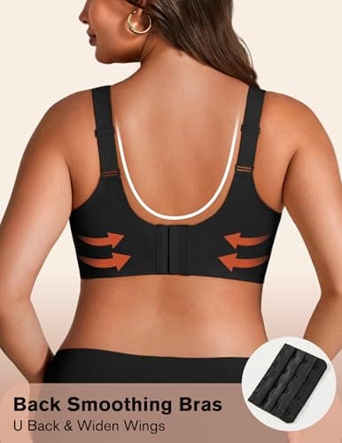 Showyoo Wireless Bras for Women Push Up Jelly Bra Minimizer Full Coverage Supportive Seamless Bralettes Soft Black — view 3