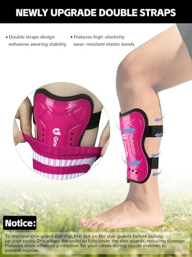Gnodio Kids Soccer Shin Guards and Socks Youth Soccer Shin Pads Protective Defender Gear for 3-12 Years Old Toddler Children Teen Boys Girls Hot Pink S — view 4