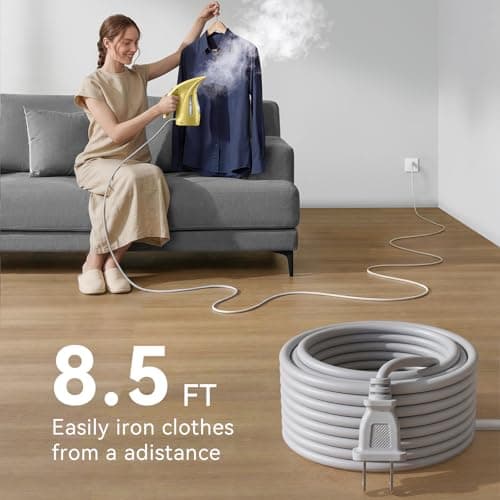 HiLIFE Steamer for Clothes, Portable Handheld Garment Wrinkle Remover, 240ml Big Capacity, 700W, Strong Penetrating Steam, for Home, Office and Travel, ONLY FOR 120V, Pale Lemon — view 4