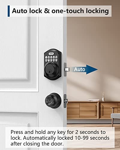 TEEHO TE001 Keyless Entry Door Lock with Keypad - Smart Deadbolt Lock for Front Door with 2 Keys - Auto Lock - Easy Installation - Matte Black — view 2