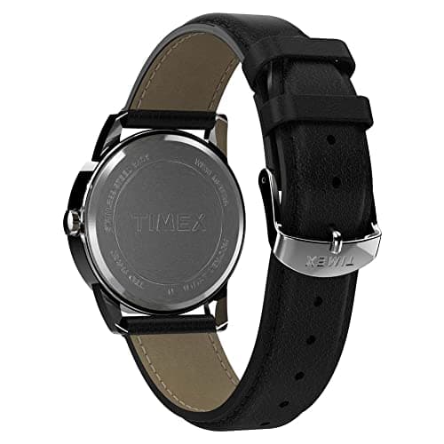 Timex Men's Easy Reader 38mm Watch – Silver-Tone Case Blue Dial with Black Leather Strap