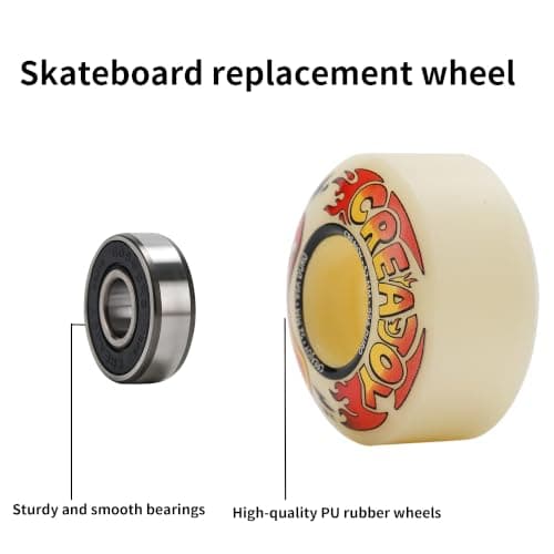 Skateboard Wheels 52mm 99A with Bearings, Set of 4 (Pale Millet Yellow) — view 2
